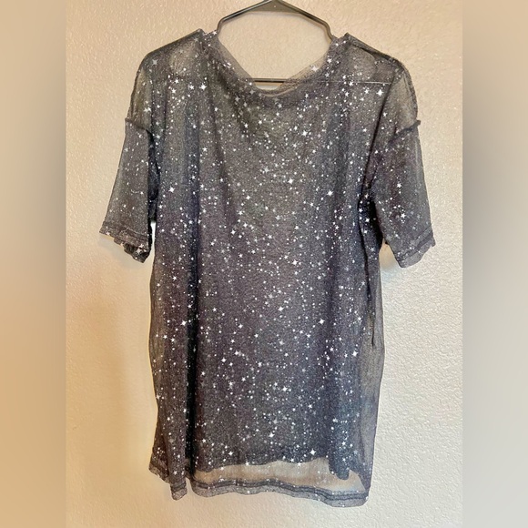 SOLD-- Oversized Tee - See Through Mesh Sheer astrology constellation - Size M - Picture 4 of 10